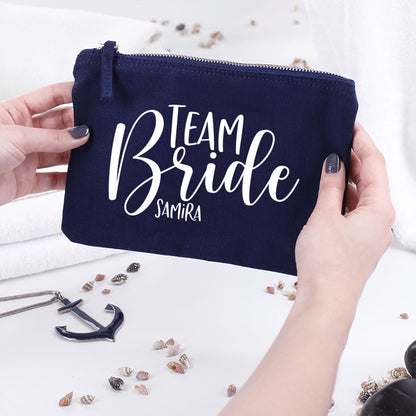 Beautycase mit Namensaufdruck | Team Bride | 5 Farben & Größenauswahl