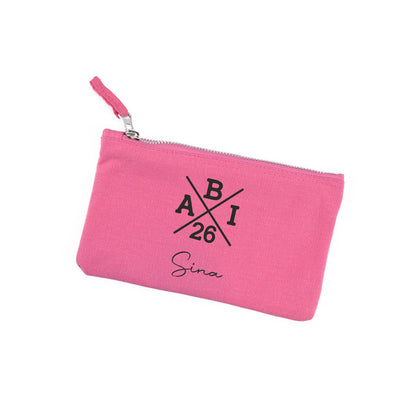 ABI kleine pinke Tasche mit Name "Sina" zum Abitur freigestellt auf weißem Hintergrund