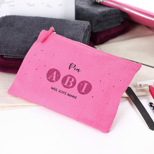 ABI Beautycase in Pink mit Name & Wunschtext - 2 Größen auswählbar