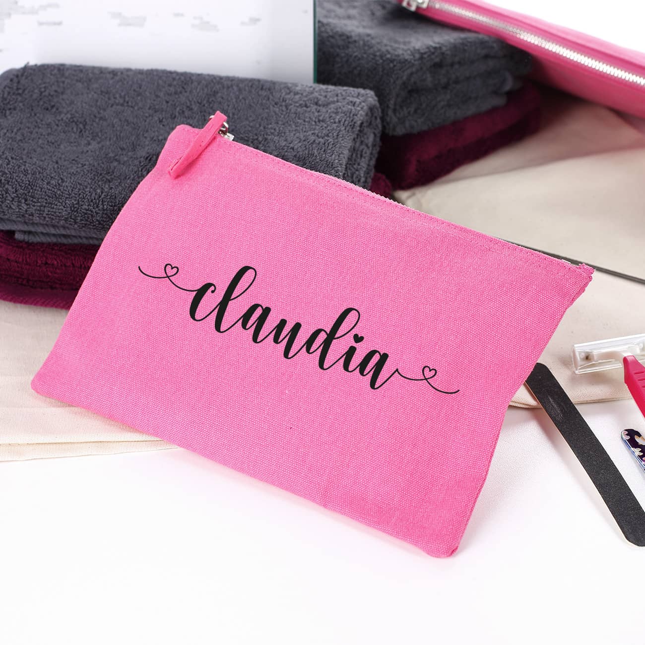 Beautycase in 5 Farben mit Namensaufdruck