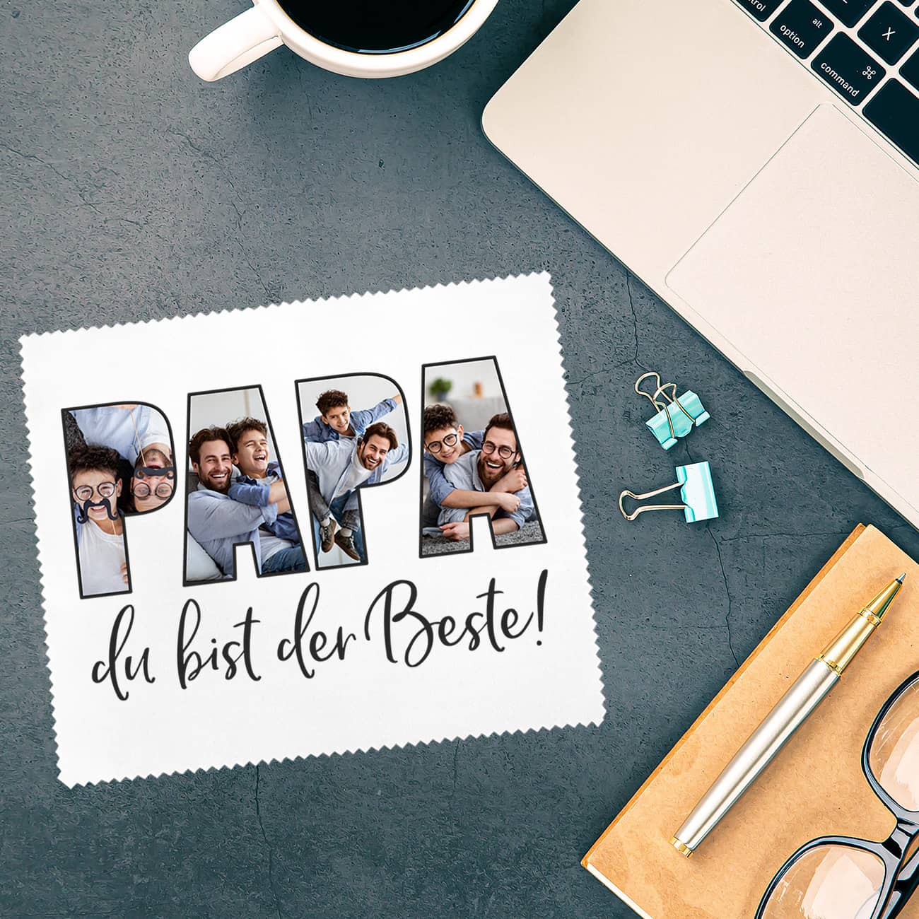 Brillenputztuch für den besten Papa mit Fotos