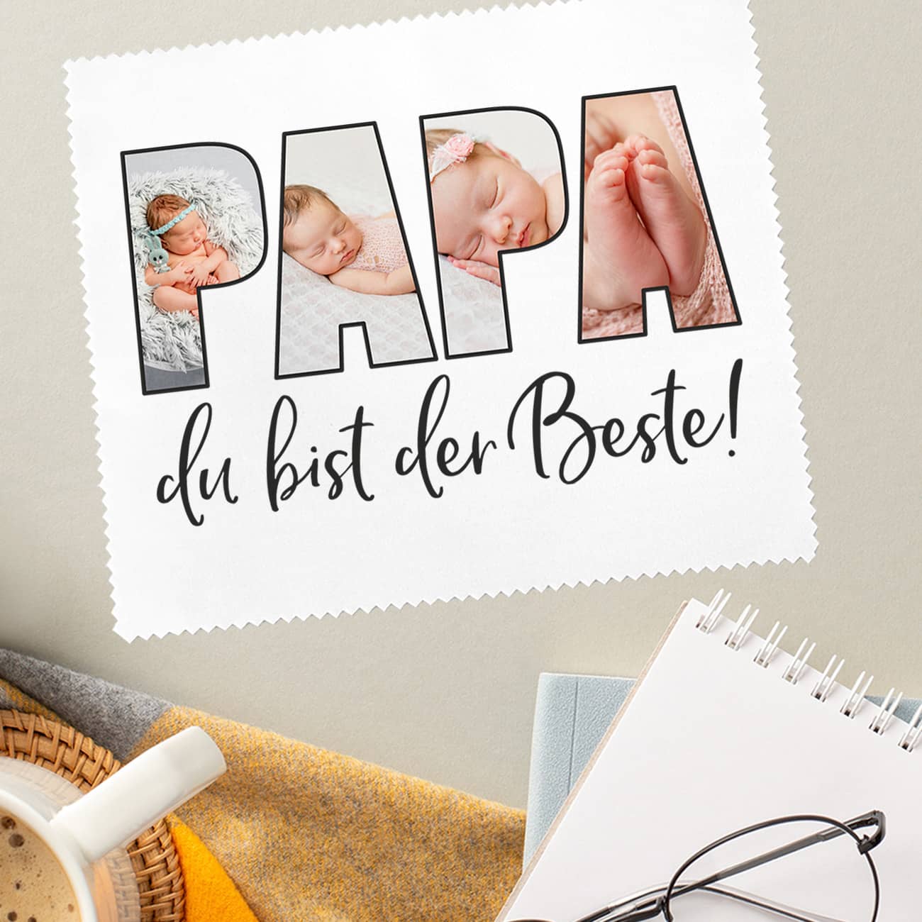 Brillenputztuch für den besten Papa mit Fotos