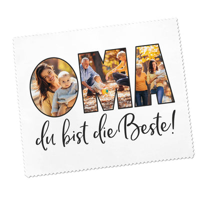 Brillenputztuch für die Beste Oma mit 3 Fotos