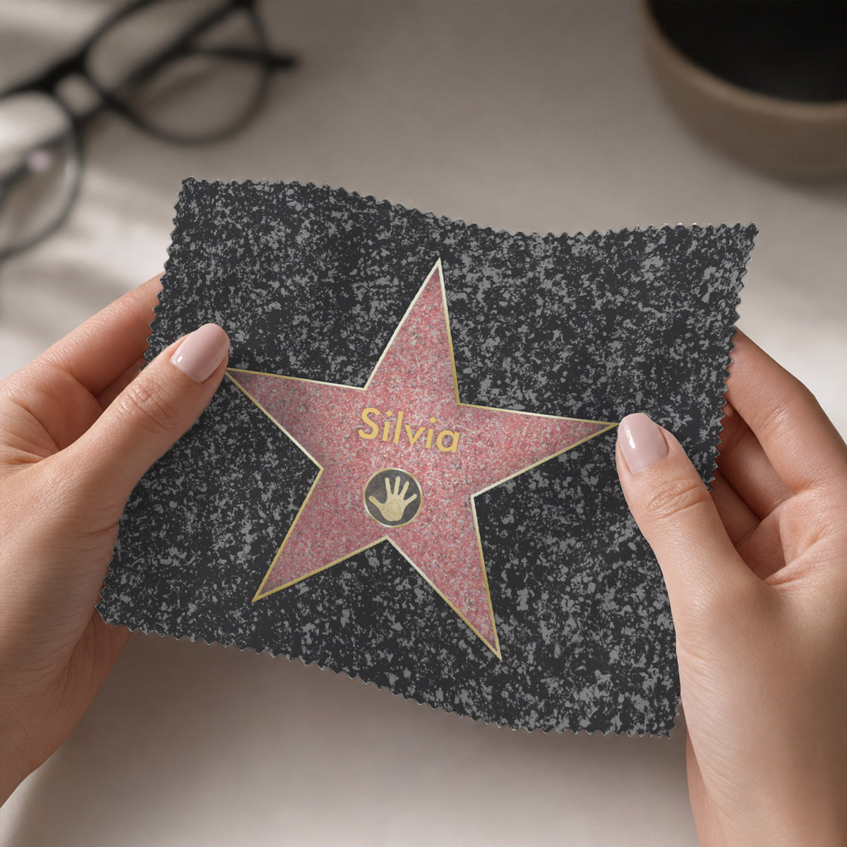 Brillenputztuch Walk of Fame mit Wunschnamen