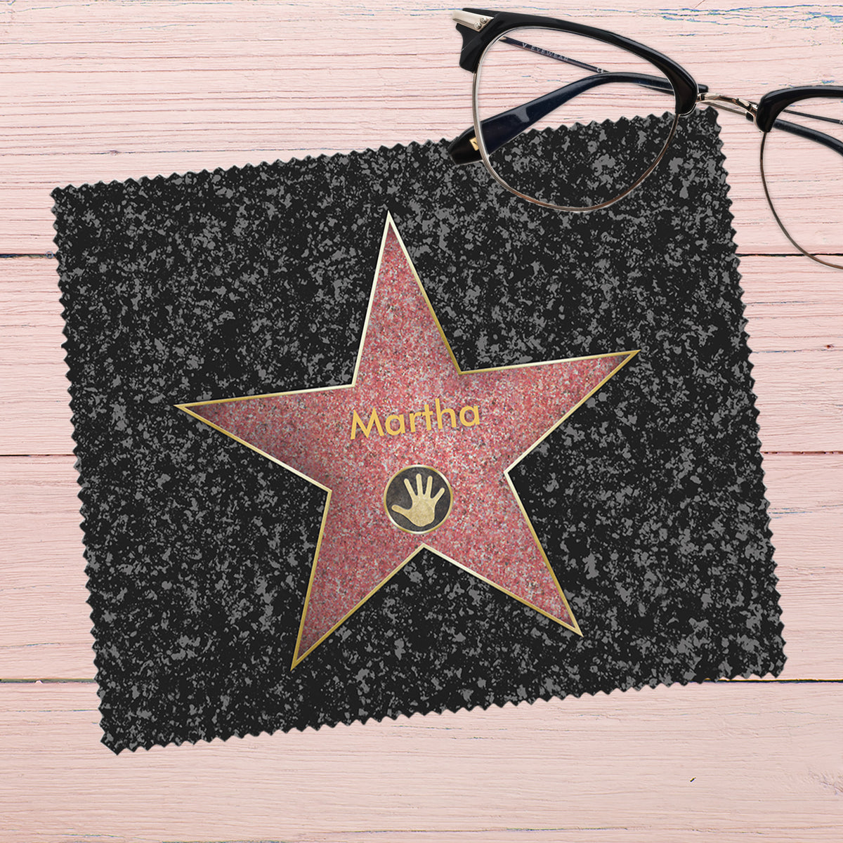 Brillenputztuch Walk of Fame mit Wunschnamen