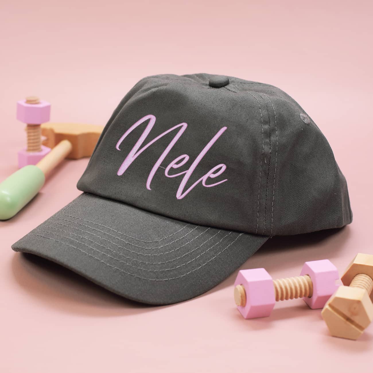Basecap für Kinder mit Rosa Namensstick