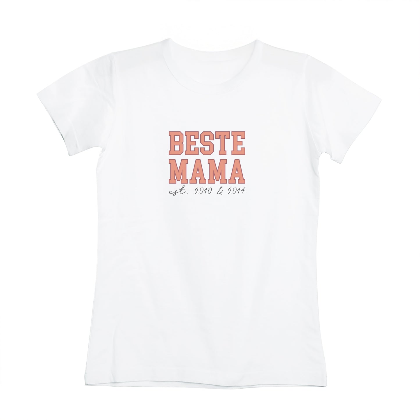 Produktbild Damen T-Shirt Beste Mama in weiß mit personalisierter Jahreszahl ohne Model