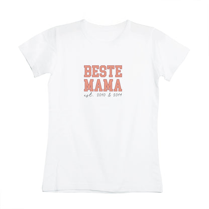 Produktbild Damen T-Shirt Beste Mama in weiß mit personalisierter Jahreszahl ohne Model