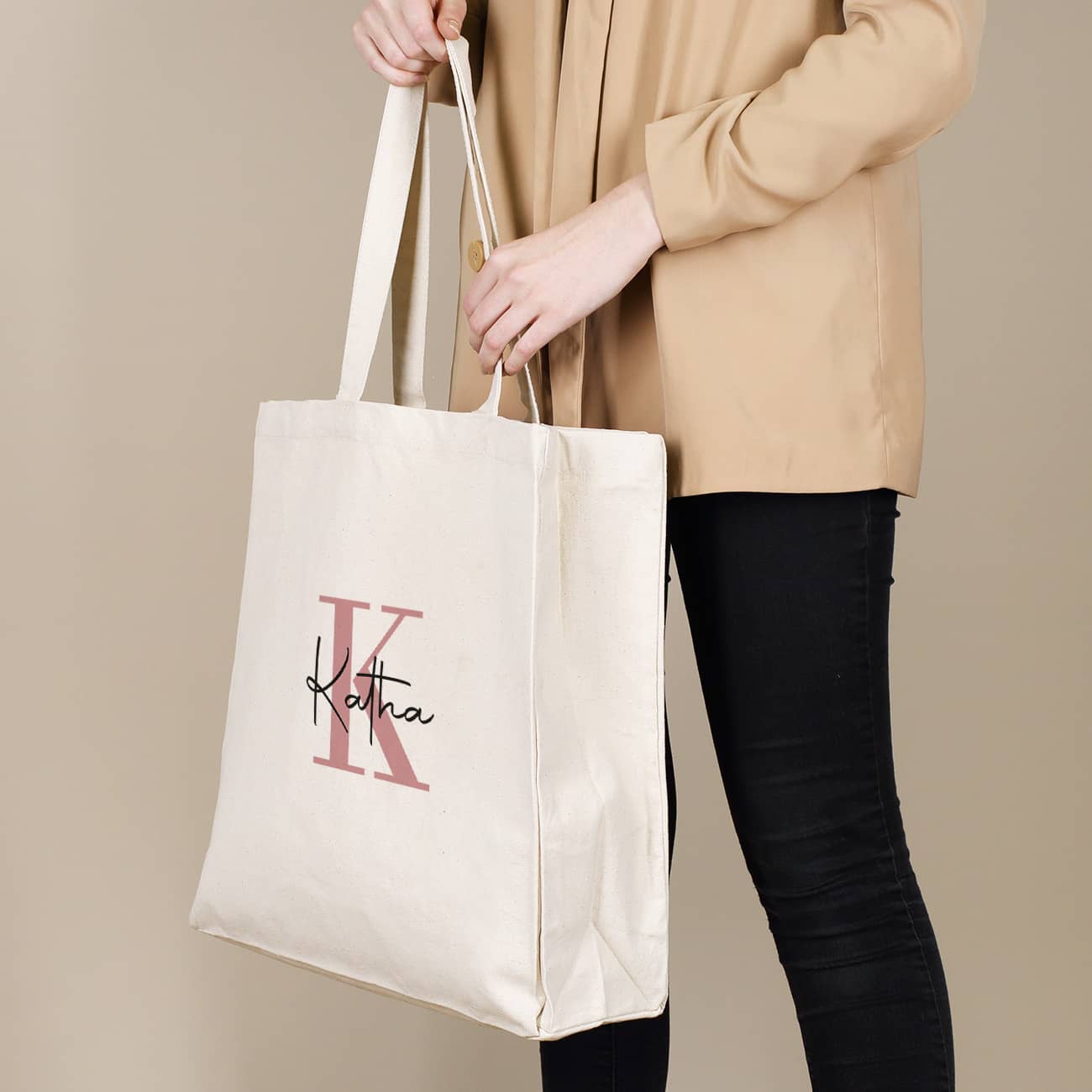 Großer Einkaufsbeutel mit Name und Initiale nach Wunsch