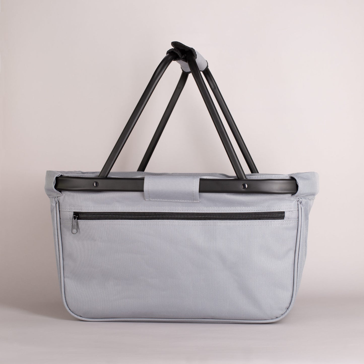 Rückseite des personalisierten Einkaufskorbs in Anthrazit ohne Aufdruck, mit strapazierfähigem Material aus recycelten Fasern.