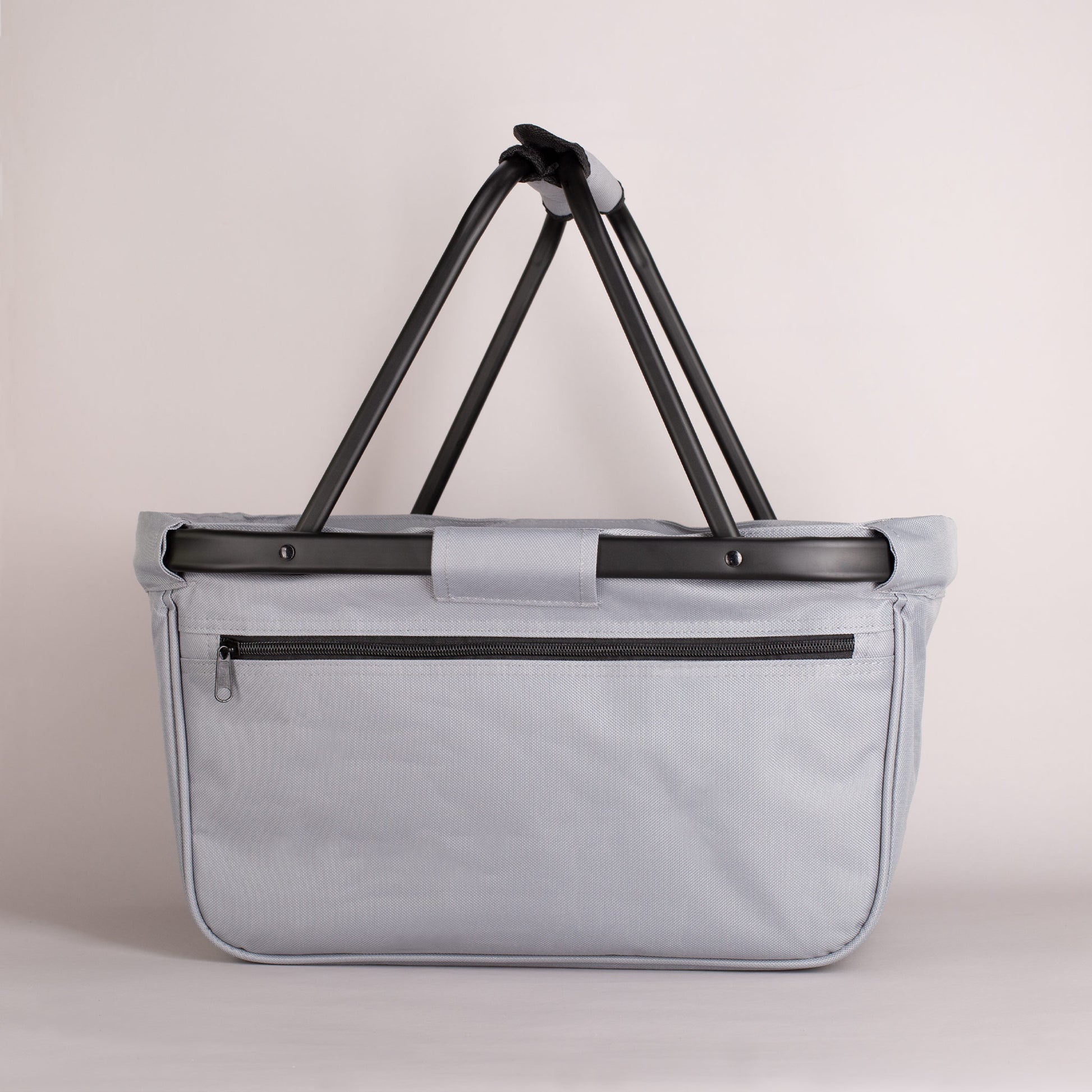 Rückseite des personalisierten Einkaufskorbs in Anthrazit ohne Aufdruck, mit strapazierfähigem Material aus recycelten Fasern.