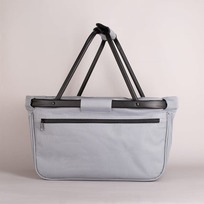 Grauer Einkaufskorb mit Ihrem Wunschnamen in verschiedenen Farben