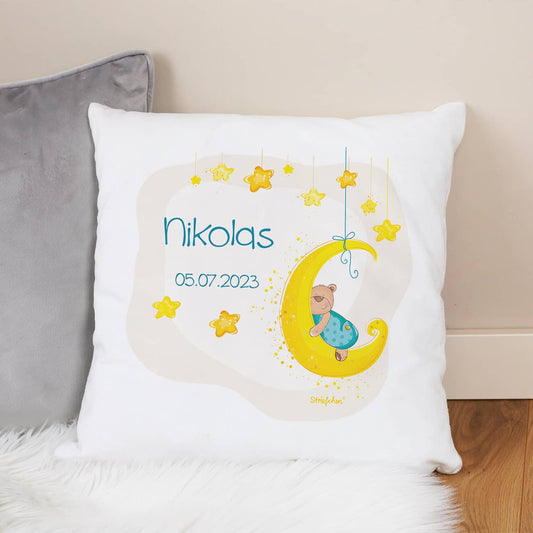 Bedrucktes FLauschkissen mit süßem Teddy und Ihren Wunschdaten