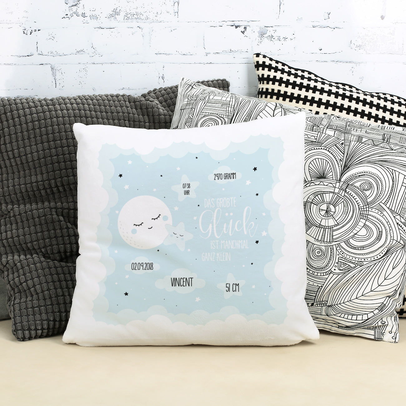 Kuschelkissen zur Geburt für Jungen