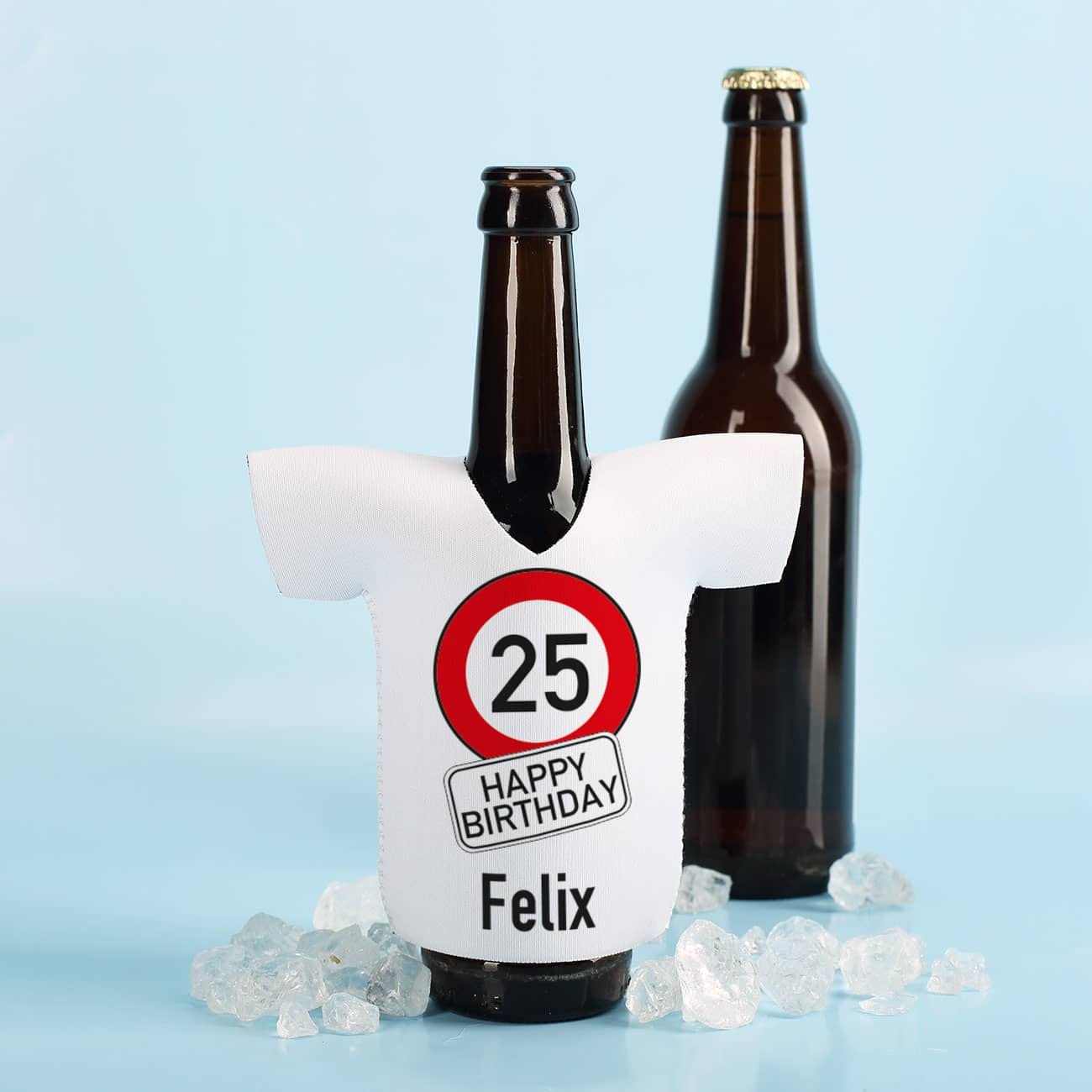 Neopren Flaschenkühler zum Geburtstag mit Verkehrszeichen