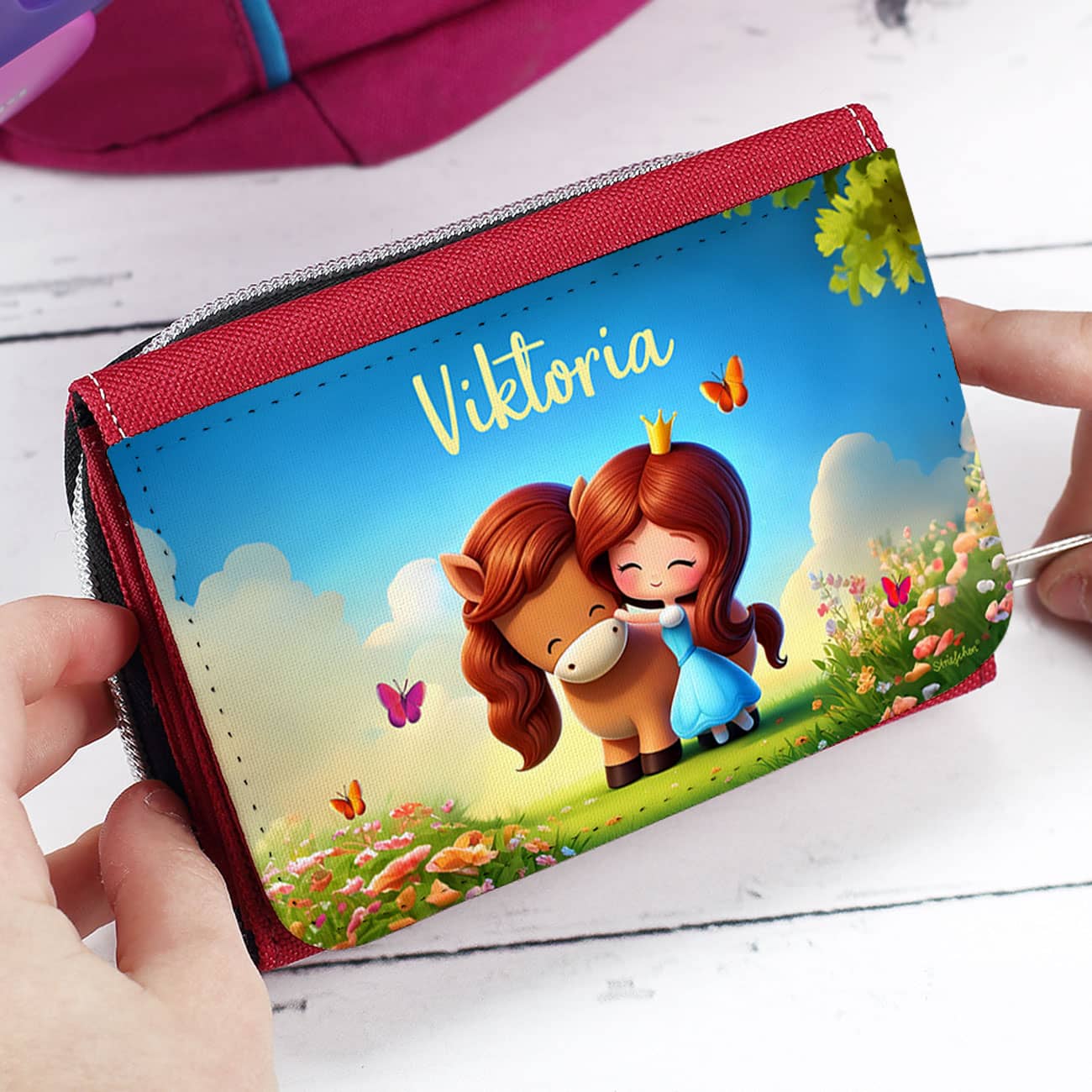 Kindergeldbörse mit Prinzessinnen-Motiv und Wunschname