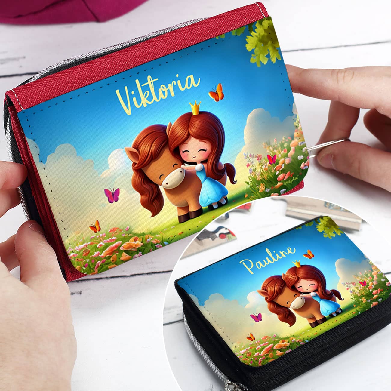 Kindergeldbörse mit Prinzessin und Wunschname bedruckt