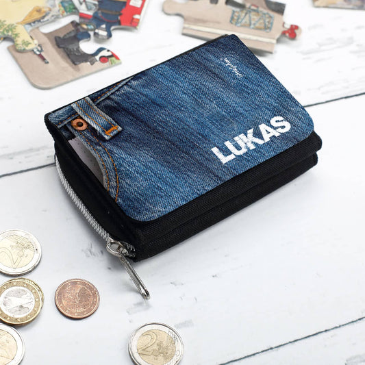 Portemonnaie mit Jeansoptik und Name