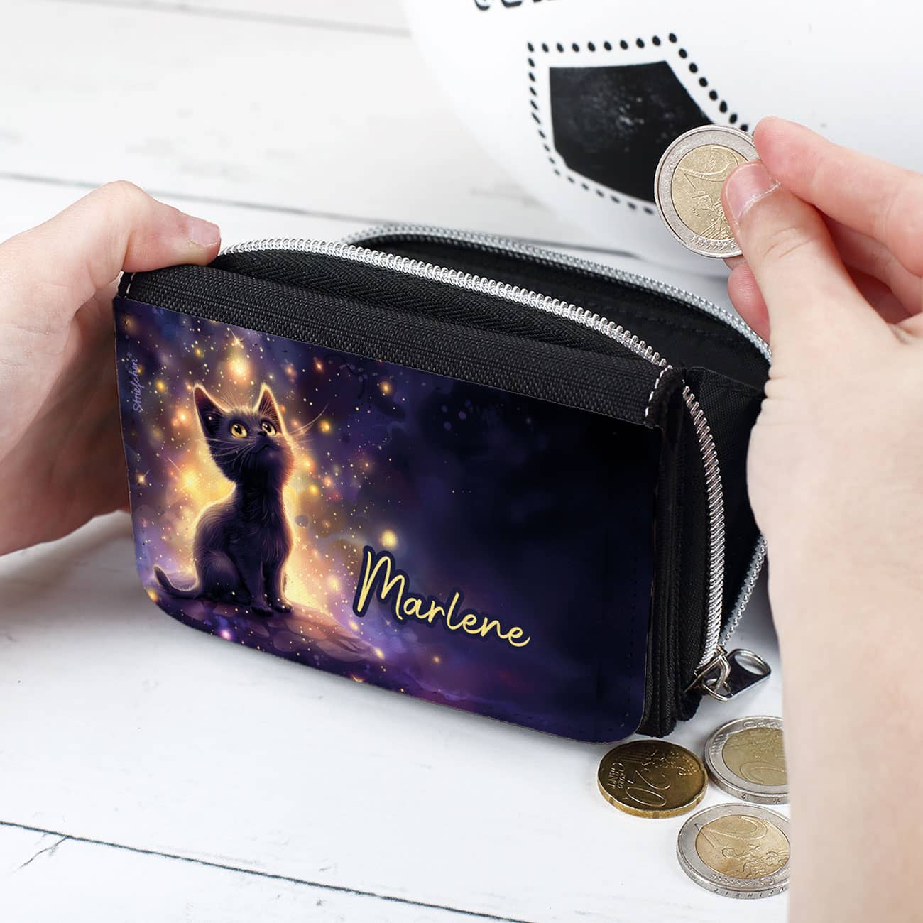 Geldbörse mit magischem Kätzchen und Name
