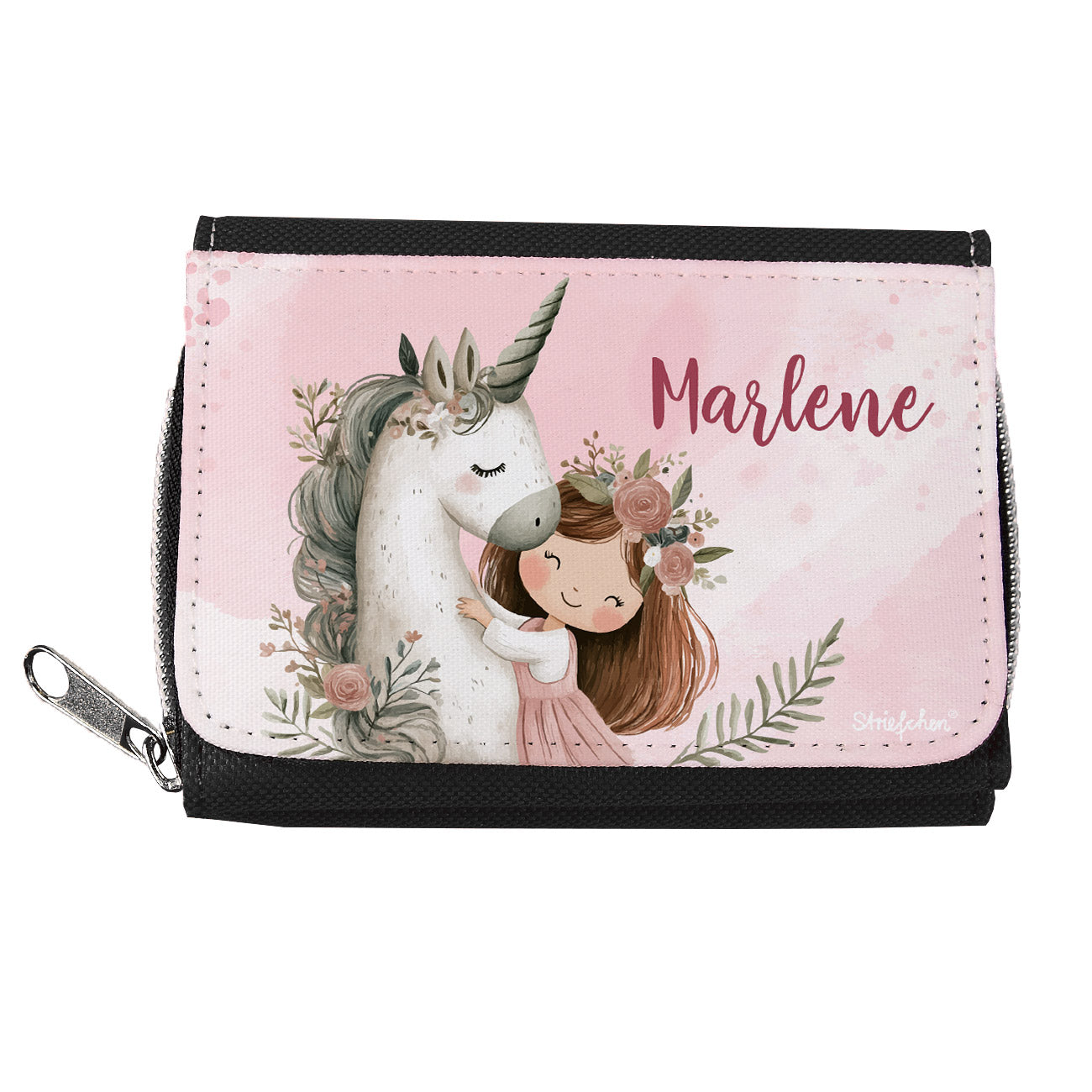 Geldbörse mit Einhorn & Blumenmädchen und Wunschname personalisiert