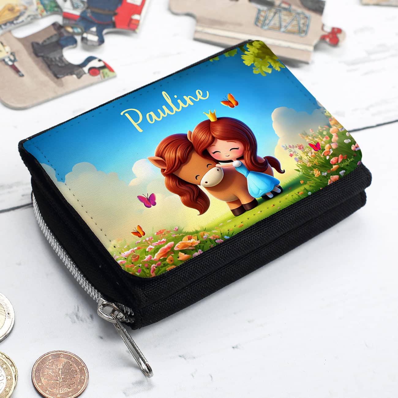 Kindergeldbörse mit Prinzessinnen-Motiv und Wunschname