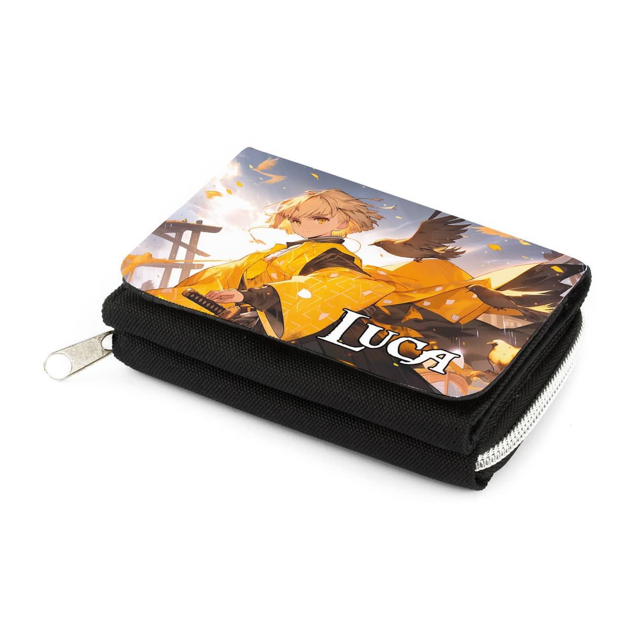 Persönliche bedruckte Geldbörse für Teenager mit Anime-Figur und Name