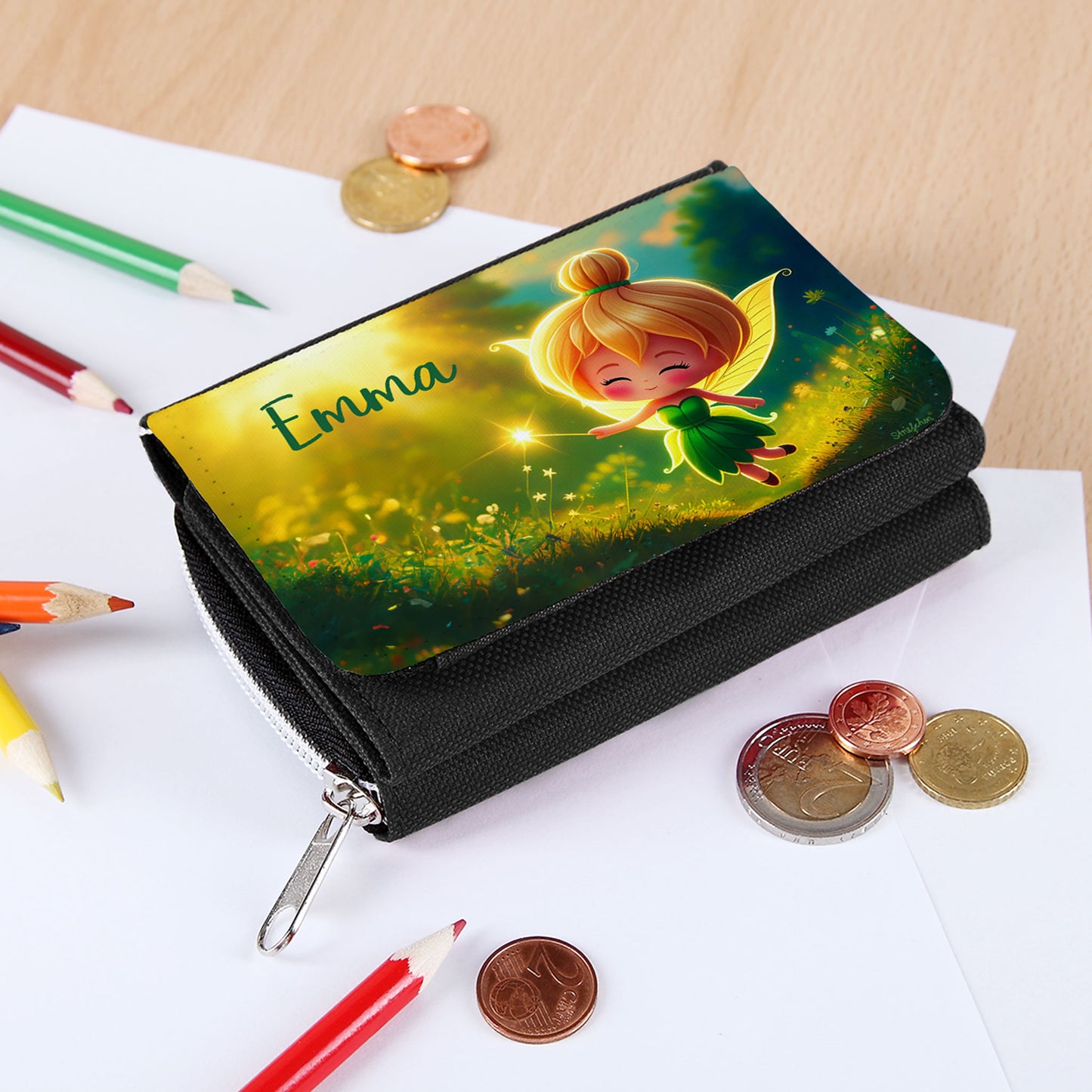 Geldbörse mit Fee und Wunschname personalisiert