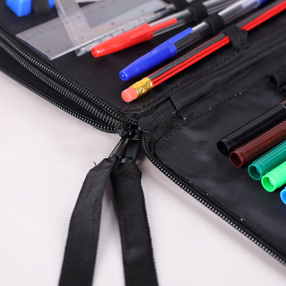 Nahaufnahme des Reißverschlusses an der Federmappe