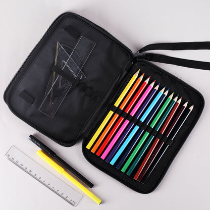 Aufklappbild der Fächer mit farbenfrohen Stiften