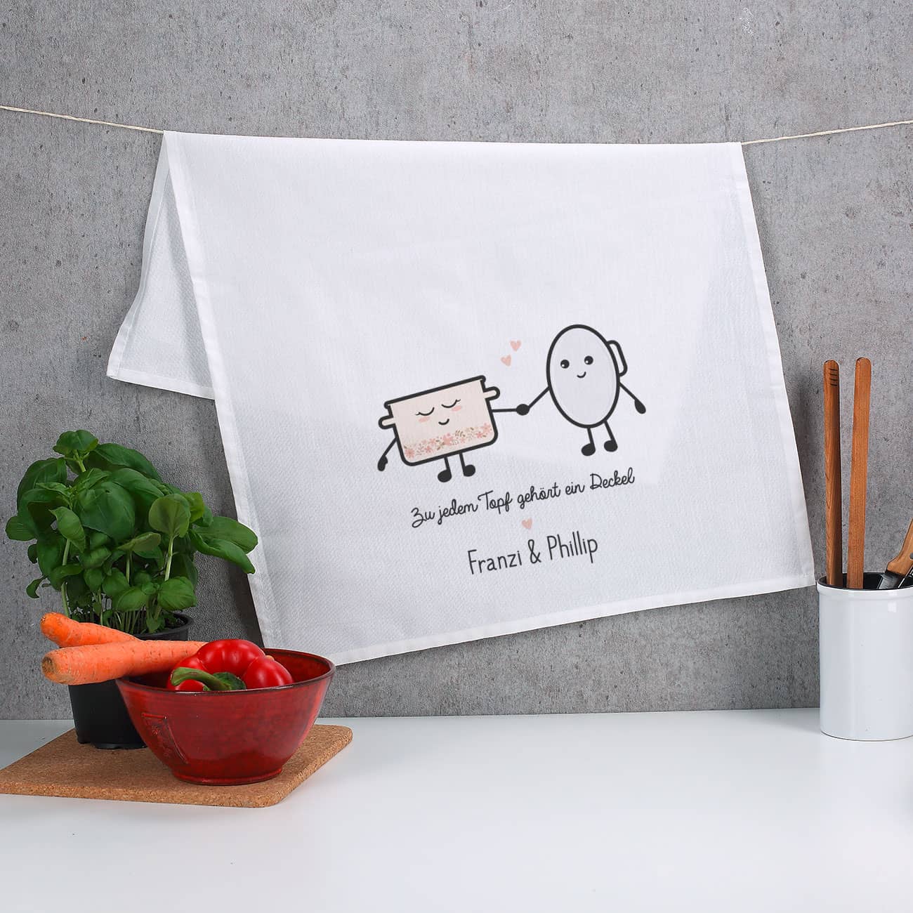 Geschirrtuch Topf und Deckel