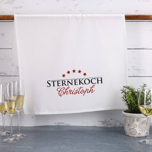 Sternekoch - Geschirrtuch mit Wunschname 