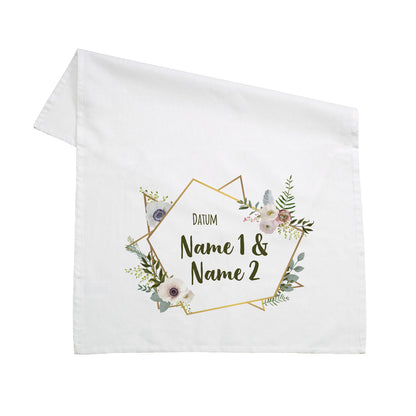 Geschirrtuch zur Hochzeit mit Namen und Datum