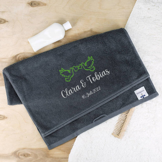 Handtuch mit Tauben zur Hochzeit bestickt 100x50cm