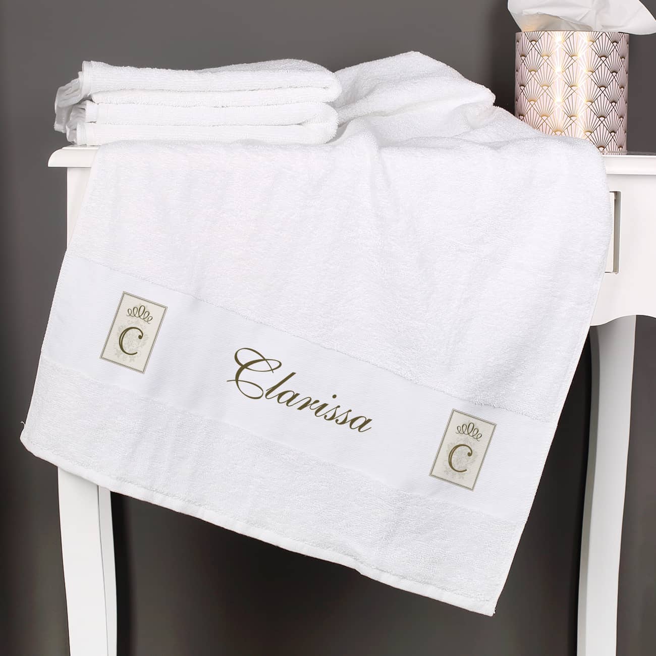 Handtuch mit Name und Initale