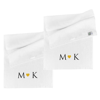 2er Set Handtücher personalisiert mit Initialen und Herz freigestellt