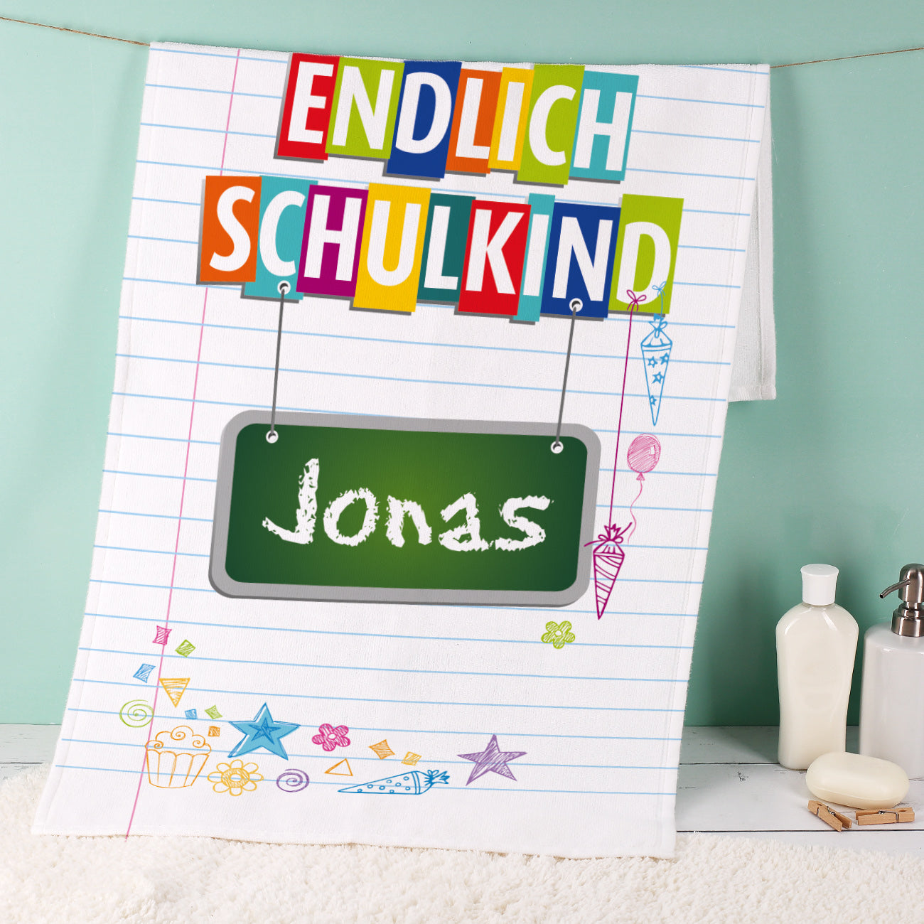 Endlich Schulkind - Handtuch für Schulkinder