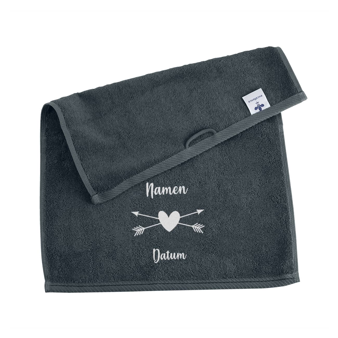 Gästehandtuch in schiefergrau zur Hochzeit