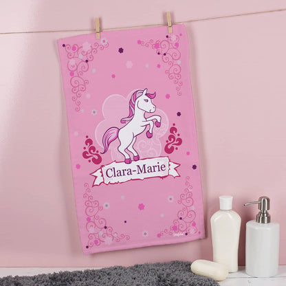 Kleines Handtuch mit Pink Pony und Ihrem Wunschnamen