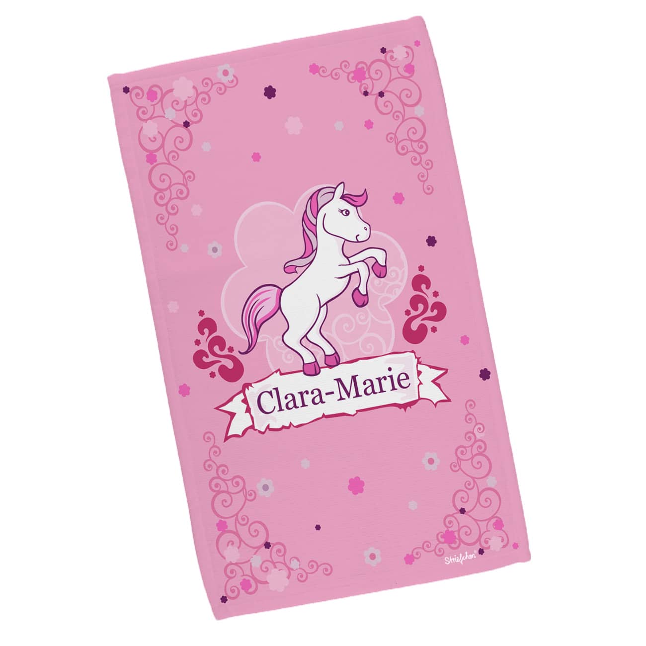 Handtuch mit Pink Pony und Name in zwei Größen