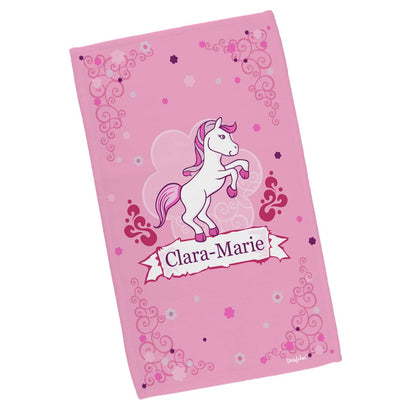 Handtuch mit Pink Pony und Name in zwei Größen