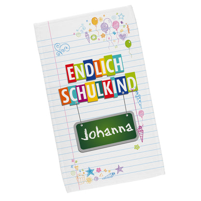Endlich Schulkind - Handtuch mit Name