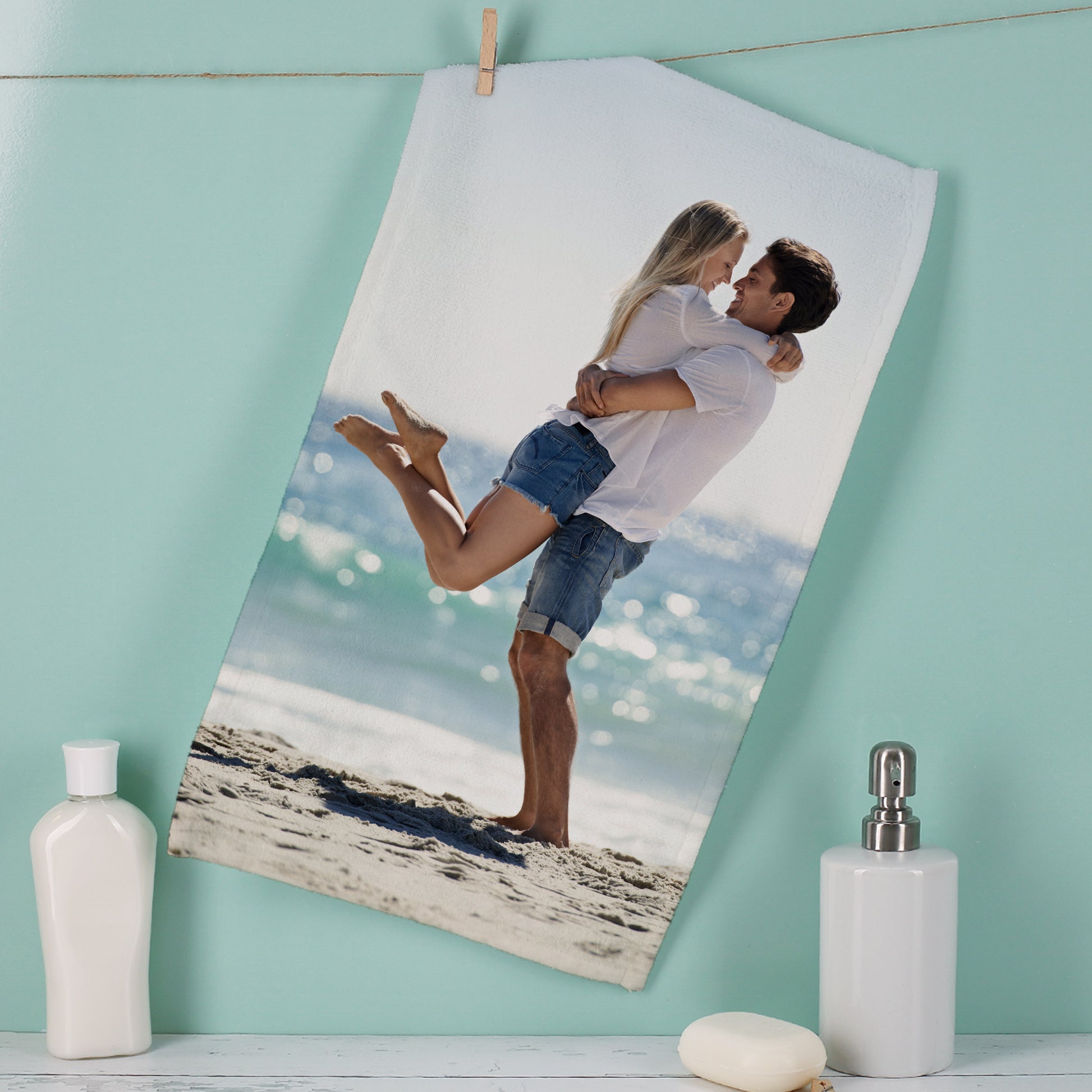 Strandtuch mit Foto – personalisiertes Handtuch mit Paar am Strand