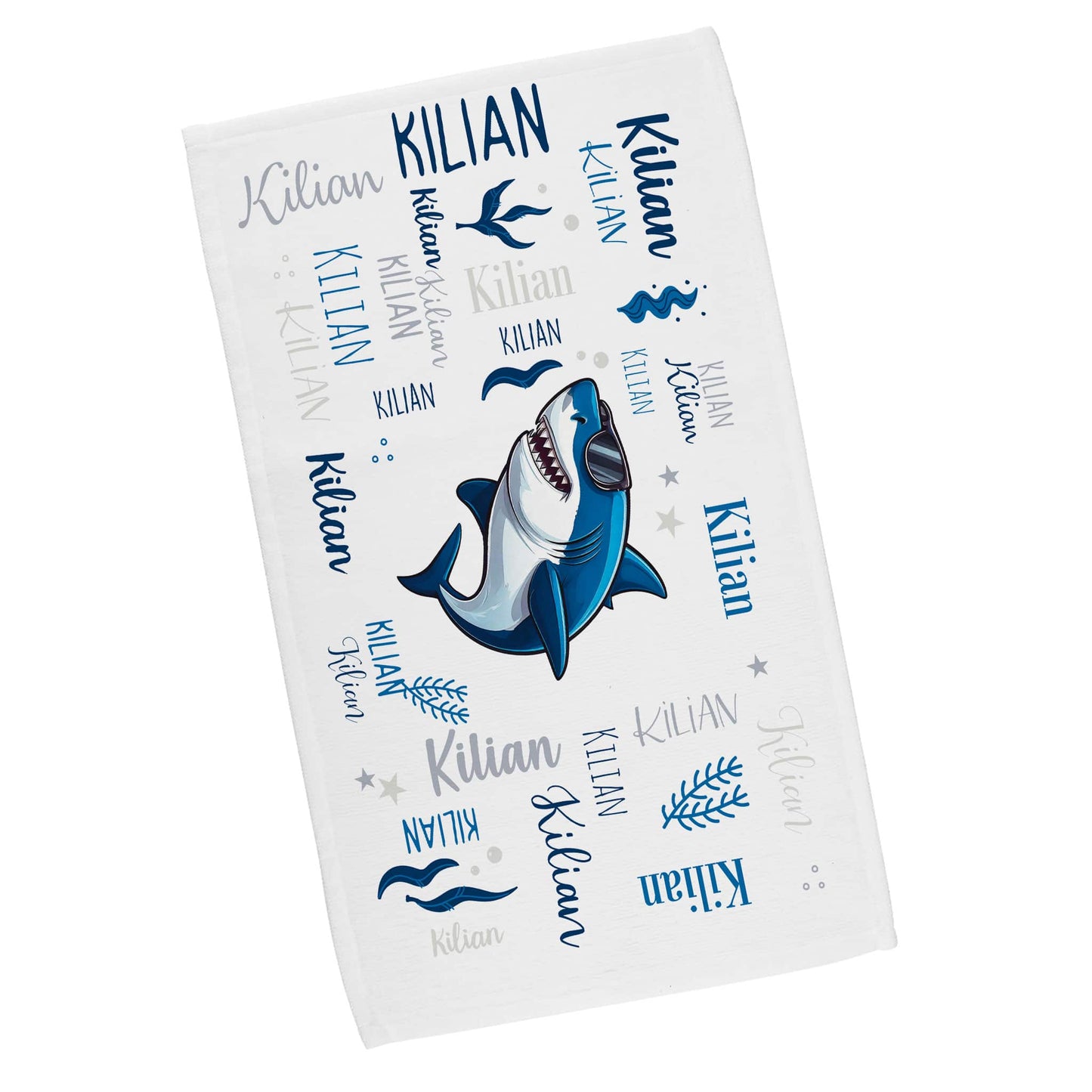 Personalisiertes Handtuch mit coolem Meerestier-Motiv und Namen