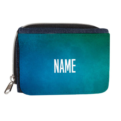 Jeans Kindergeldbörse mit Name und Watercolor Hintergrund