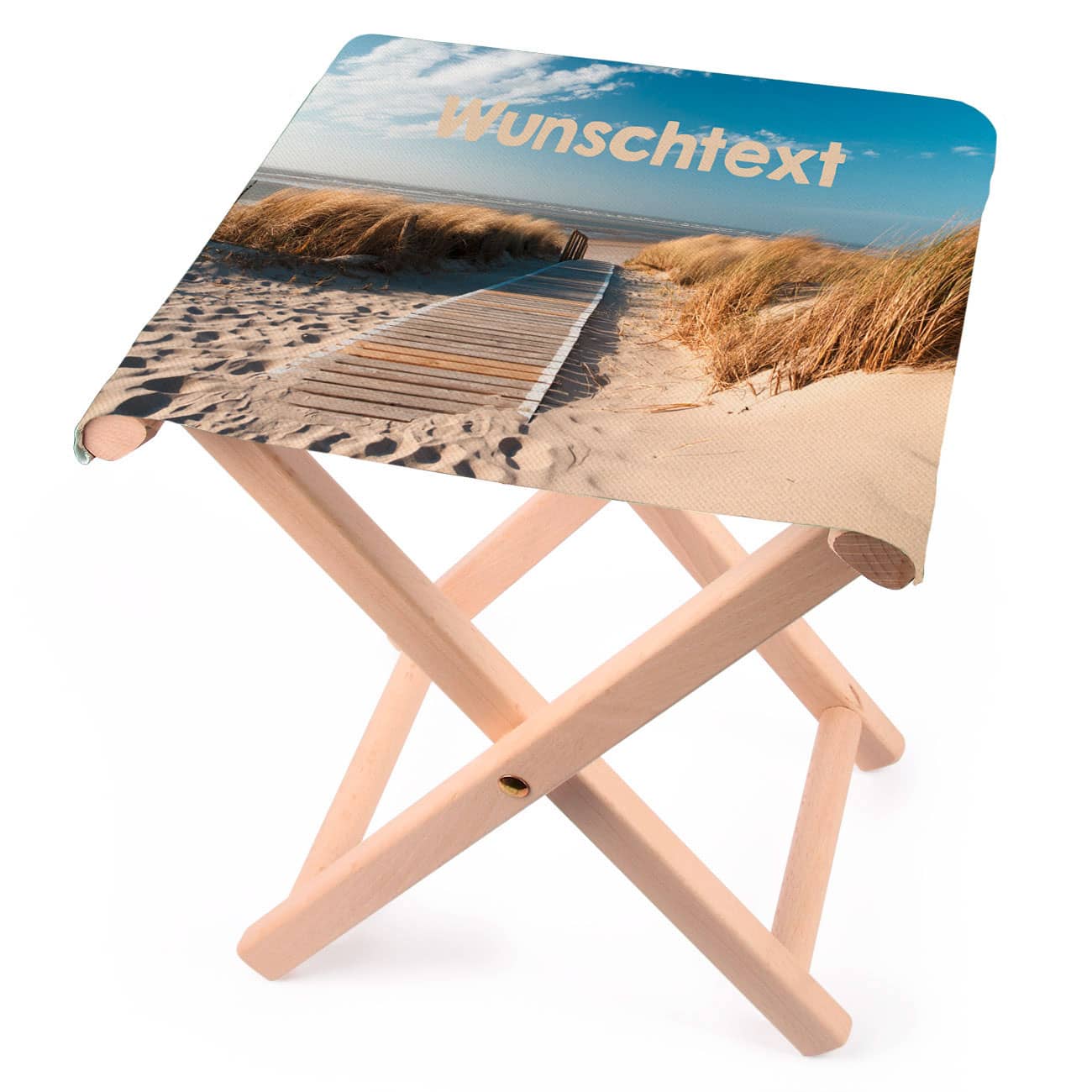 Holz Klapphocker mit bedruckter Sitzfläche