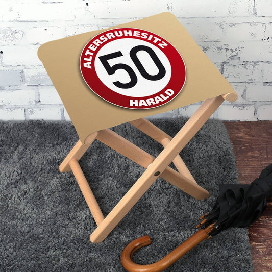 Klapphocker mit Namen zum 50. Geburtstag