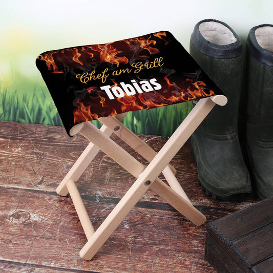 Klapphocker mit Feuerund  Namen