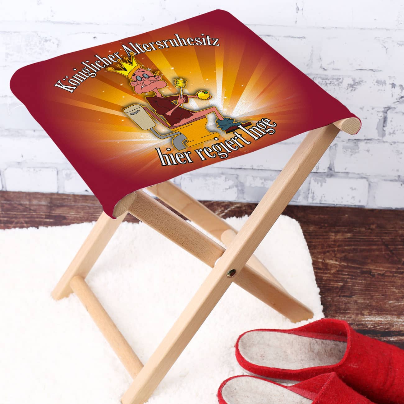 Altersruhesitz - Klapphocker personalisiert