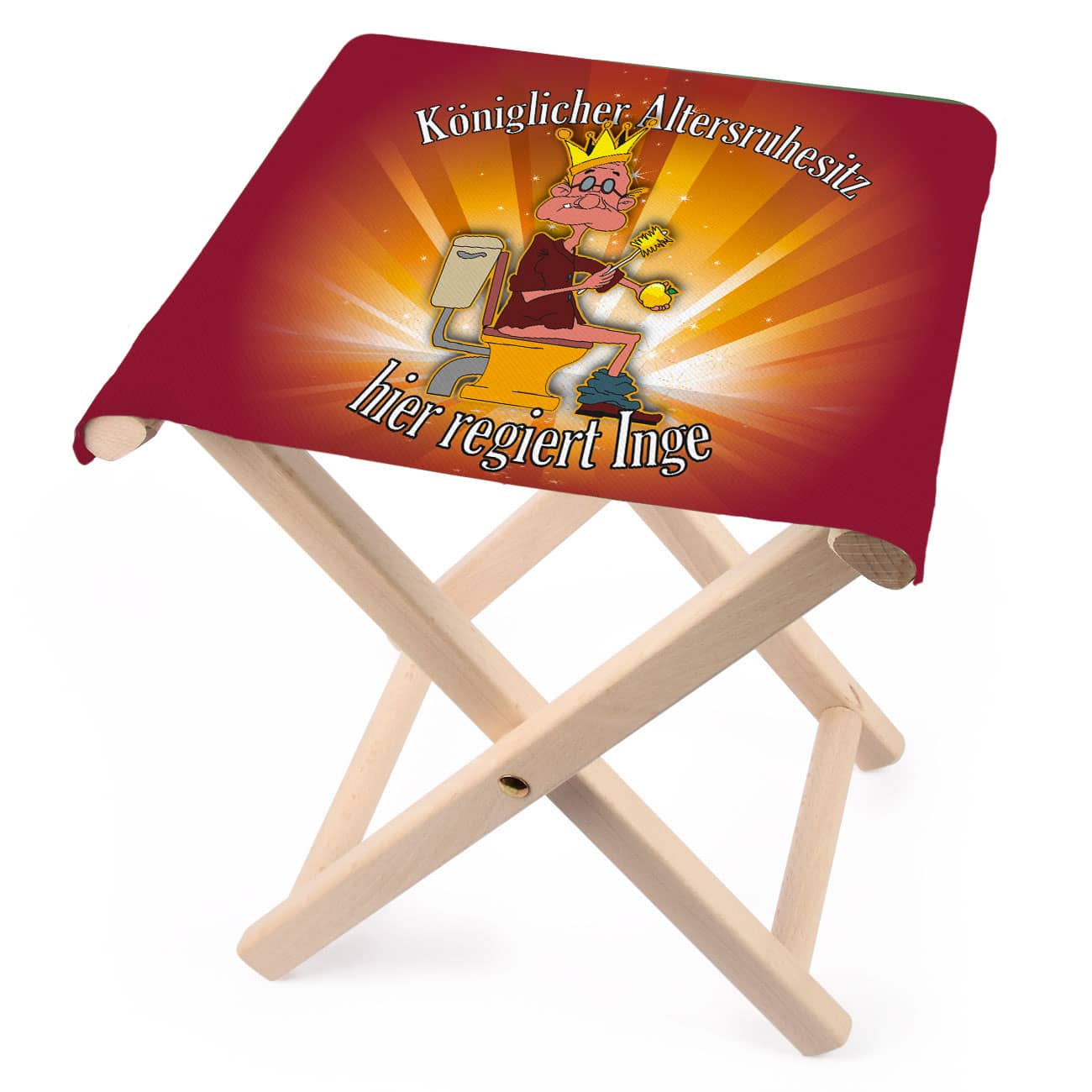 lustiger Klapphocker mit Ihrem Namen