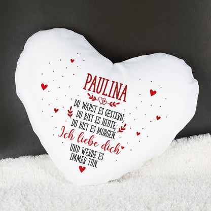 Herzkissen zum Valentinstag mit Namensaufdruck